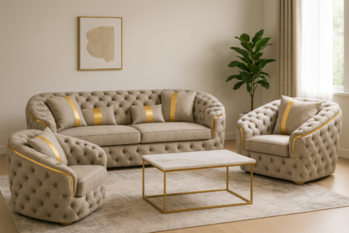 Royale Luxe Tufted Sofa Set